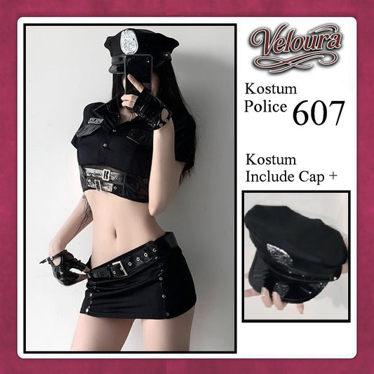 Veloura Police Cosplay Set - Lingerie Kostum Polisi Wanita Seksi Officer Bad Girl 607