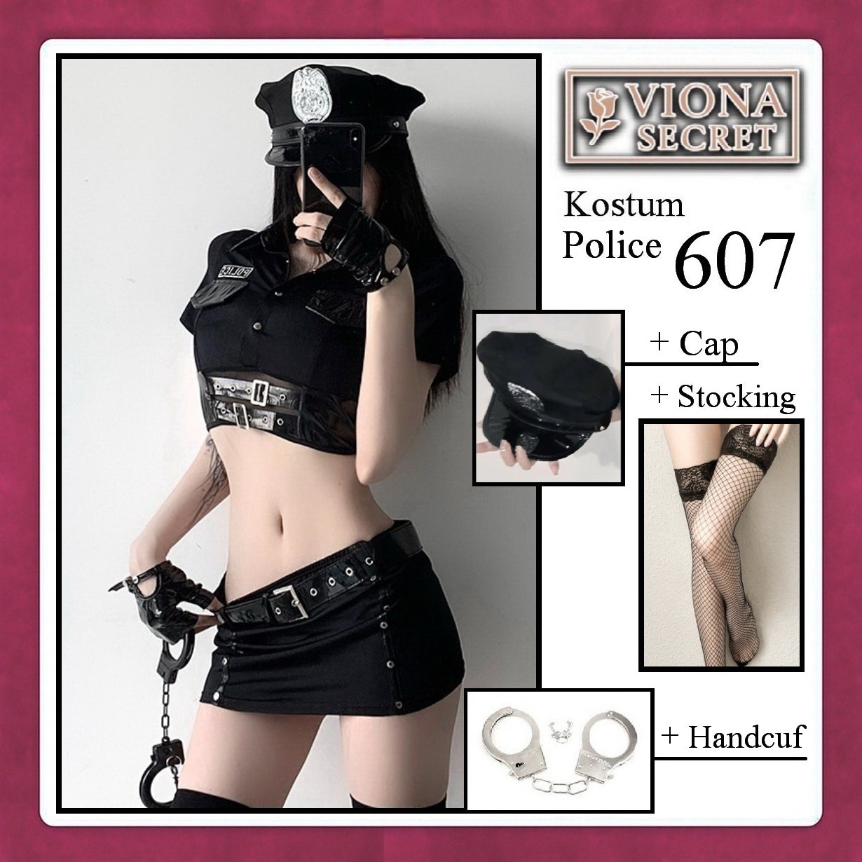 Veloura Police Cosplay Set - Lingerie Kostum Polisi Wanita Seksi Officer Bad Girl 607