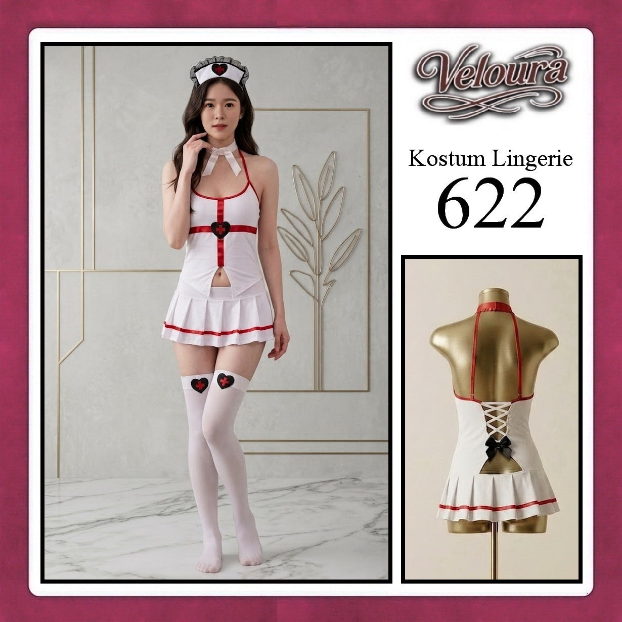 Veloura Sexy Lingerie Pakaian Cosplay Kostum Tema Doctor - 622