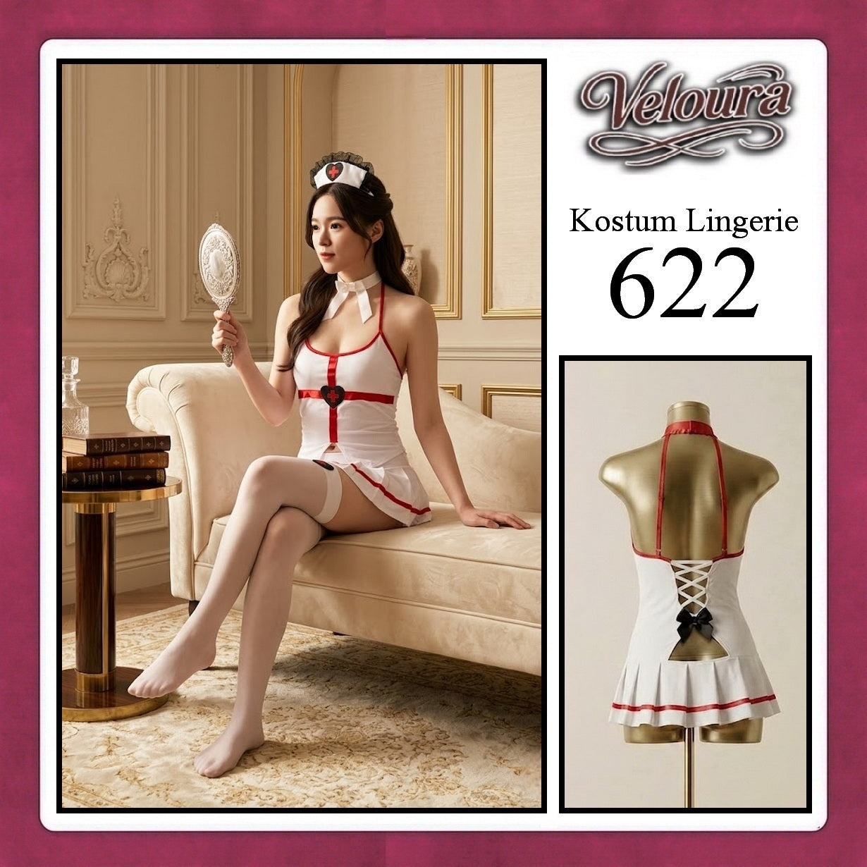 Veloura Sexy Lingerie Pakaian Cosplay Kostum Tema Doctor - 622