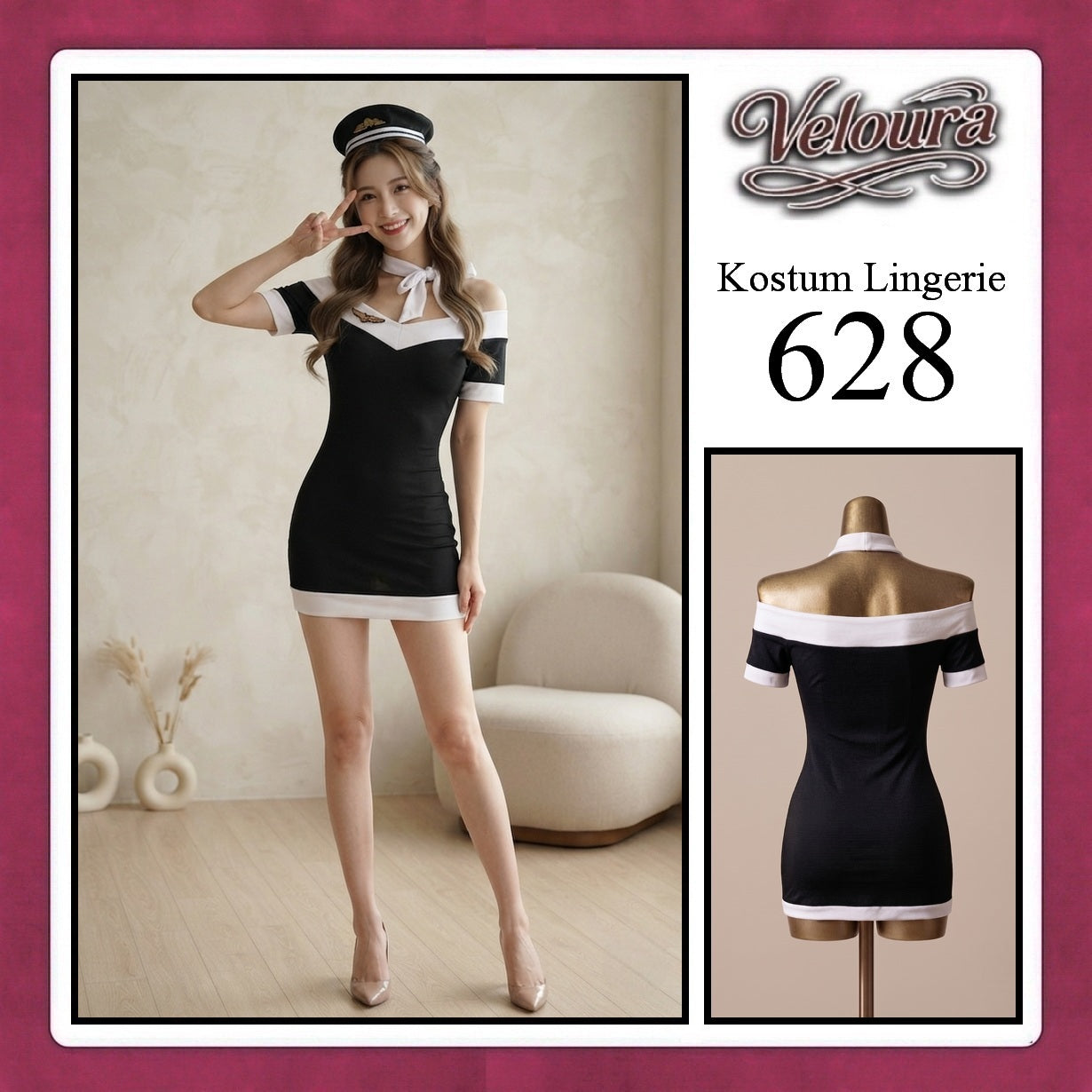 Veloura Sexy Lingerie Pakaian Cosplay Kostum Tema - 627