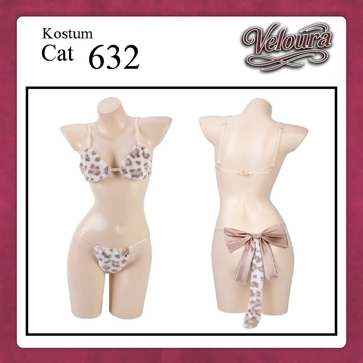 Veloura Pakaian Sexy Lingerie Kostum Night Cosplay Kucing  - Cat Hoody 632 + STOCKING
