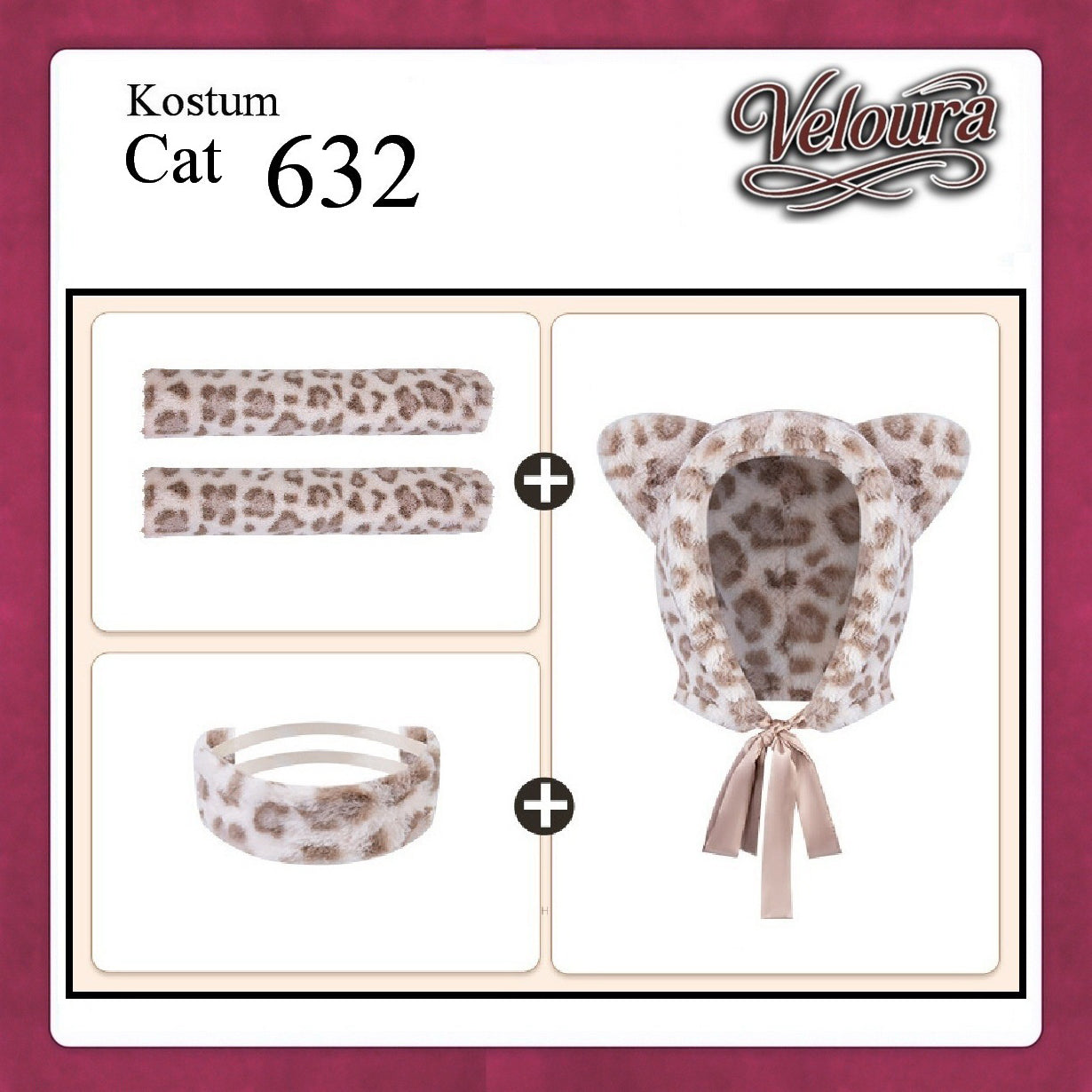 Veloura Pakaian Sexy Lingerie Kostum Night Cosplay Kucing  - Cat Hoody 632 + STOCKING