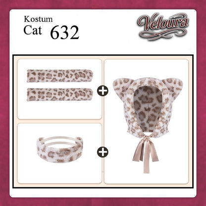 Veloura Pakaian Sexy Lingerie Kostum Night Cosplay Kucing  - Cat Hoody 632 + STOCKING