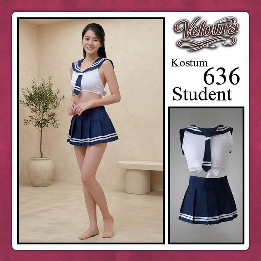 Veloura Pakaian Sexy Lingerie Wanita dan Cosplay Seksi Student Crop Top - 636