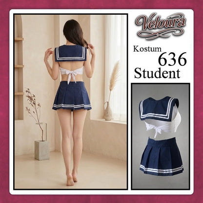 Veloura Pakaian Sexy Lingerie Wanita dan Cosplay Seksi Student Crop Top - 636