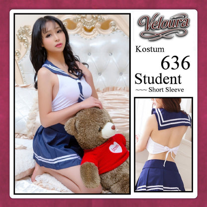 Veloura Pakaian Sexy Lingerie Wanita dan Cosplay Seksi Student Crop Top - 636