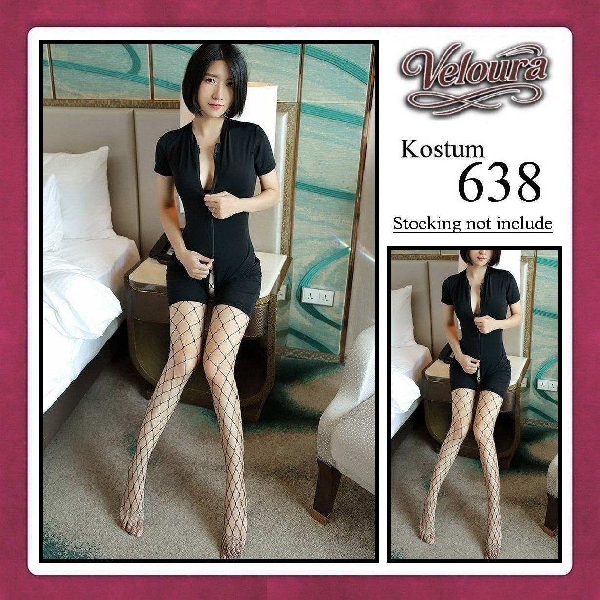 Veloura Pakaian Set Wanita Jumpsuit Bodysuit Black - 638