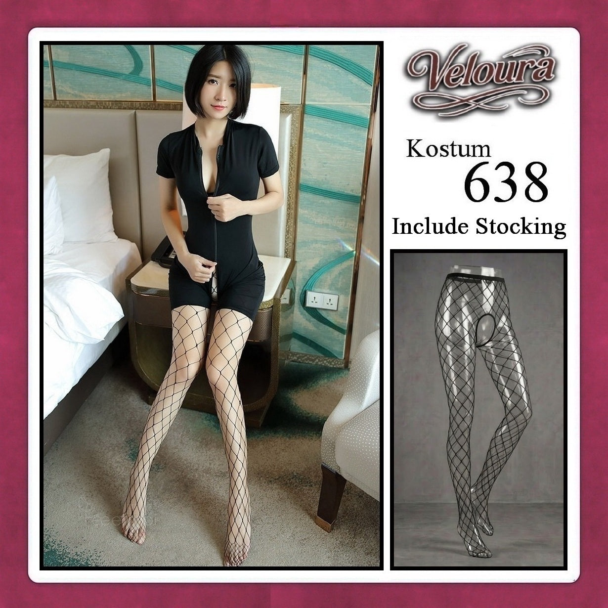 Veloura Pakaian Set Wanita Jumpsuit Bodysuit Black - 638