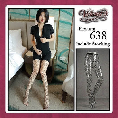 Veloura Pakaian Set Wanita Jumpsuit Bodysuit Black - 638
