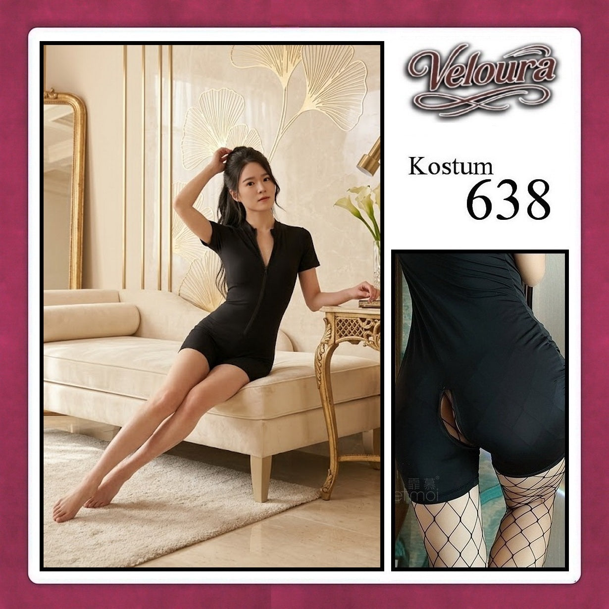 Veloura Pakaian Set Wanita Jumpsuit Bodysuit Black - 638