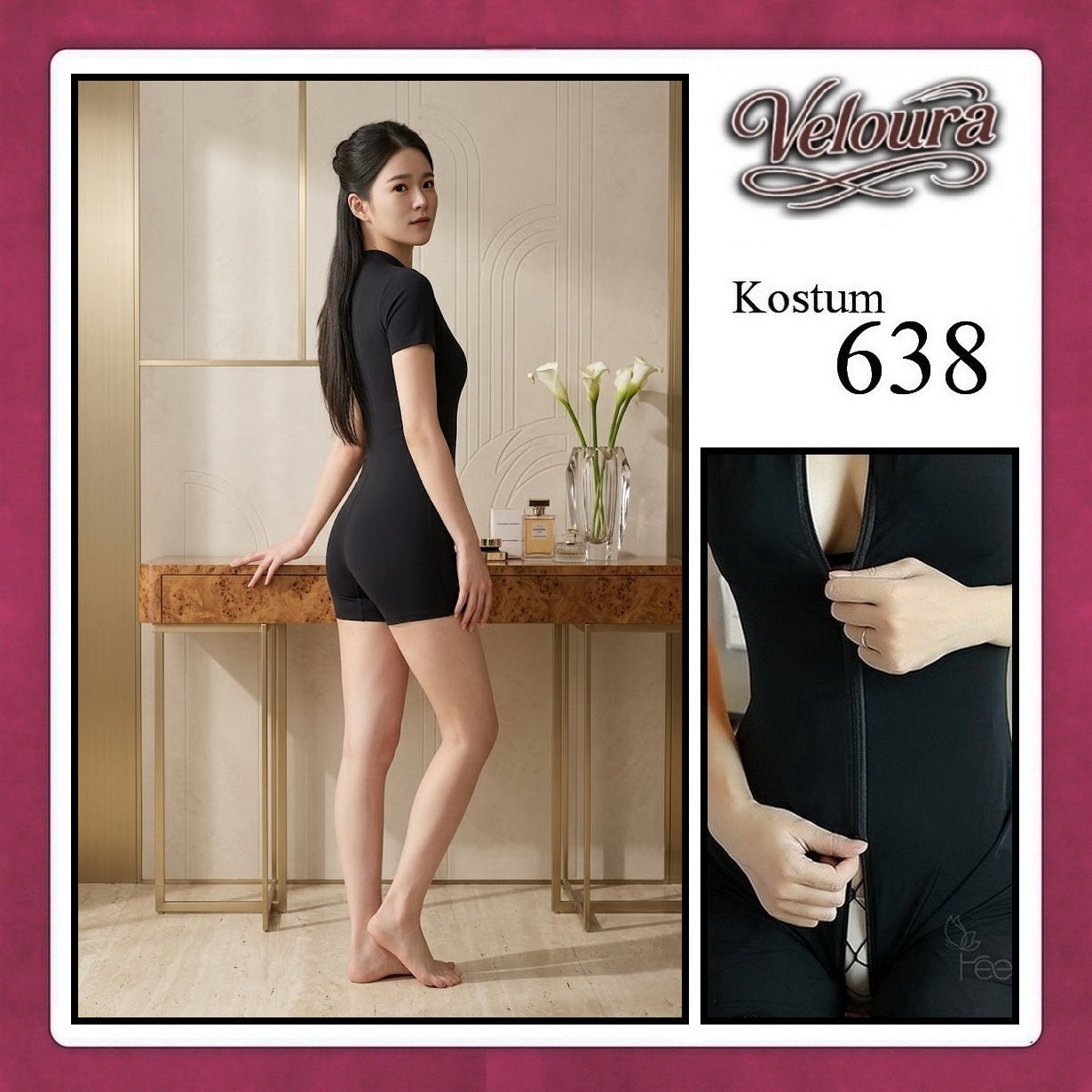 Veloura Pakaian Set Wanita Jumpsuit Bodysuit Black - 638