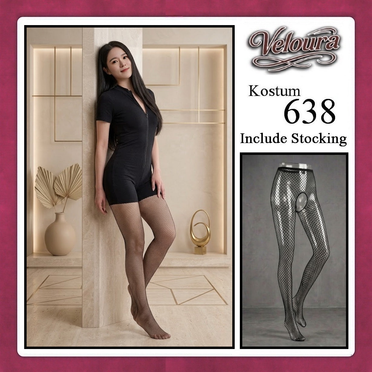 Veloura Pakaian Set Wanita Jumpsuit Bodysuit Black - 638