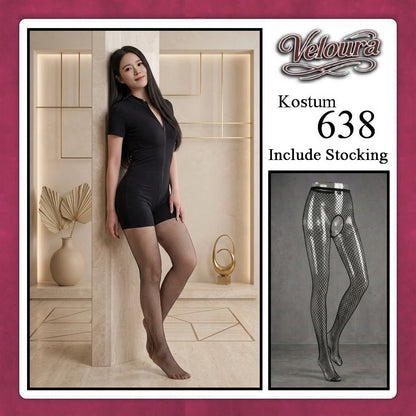 Veloura Pakaian Set Wanita Jumpsuit Bodysuit Black - 638
