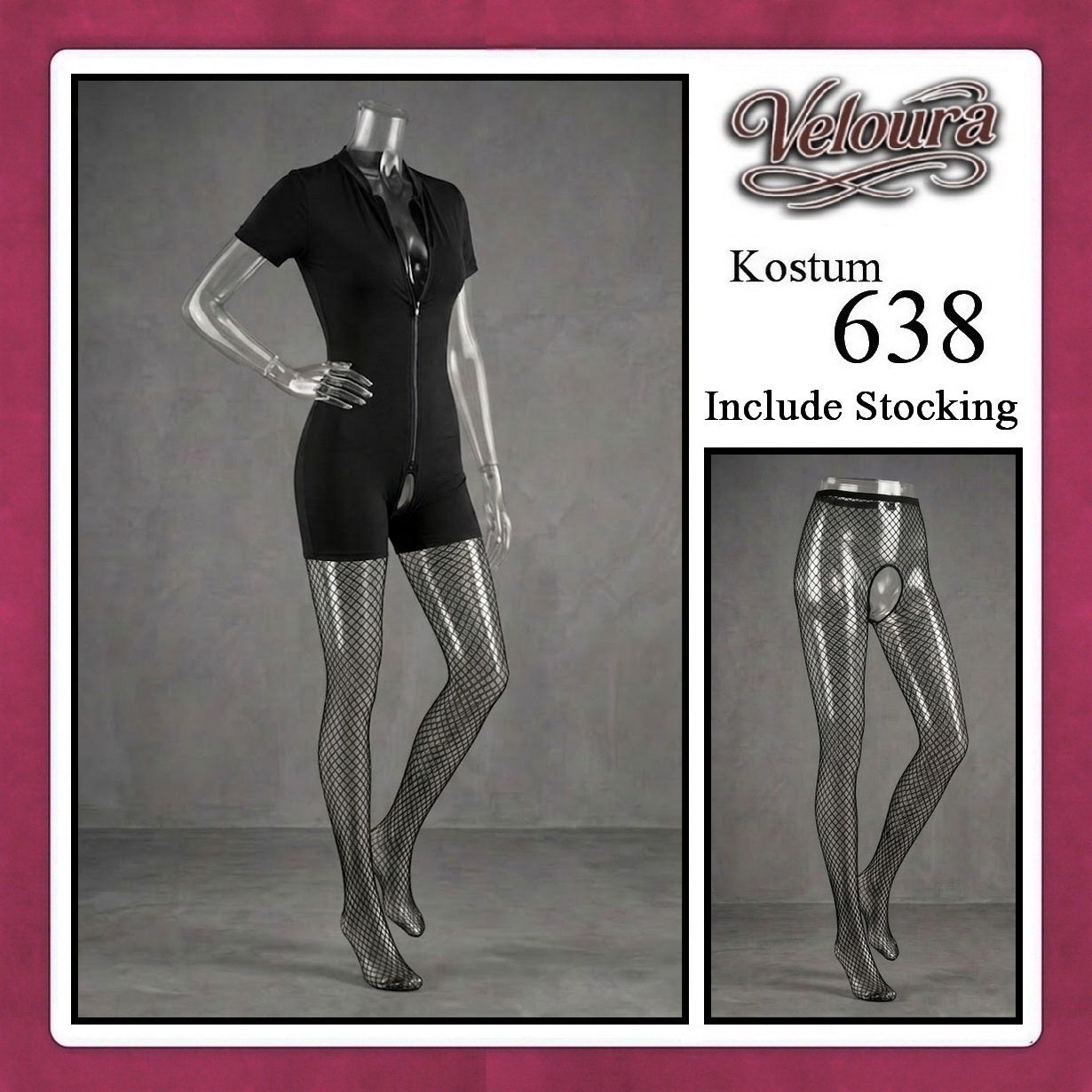 Veloura Pakaian Set Wanita Jumpsuit Bodysuit Black - 638