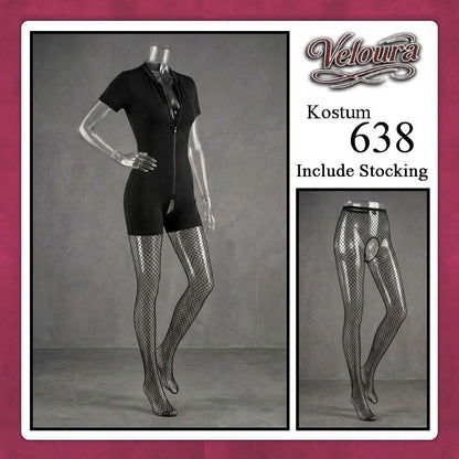 Veloura Pakaian Set Wanita Jumpsuit Bodysuit Black - 638