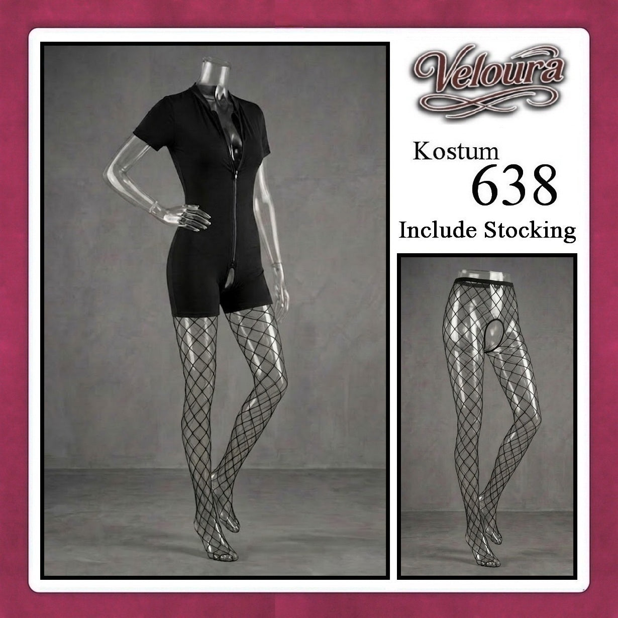 Veloura Pakaian Set Wanita Jumpsuit Bodysuit Black - 638