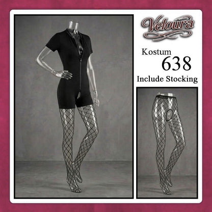 Veloura Pakaian Set Wanita Jumpsuit Bodysuit Black - 638