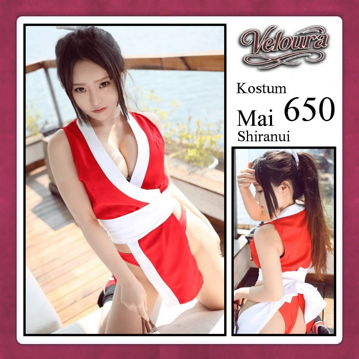 Veloura Sexy Lingerie Pakaian Cosplay Kostum Tema Kof Mai Shiranui - 650