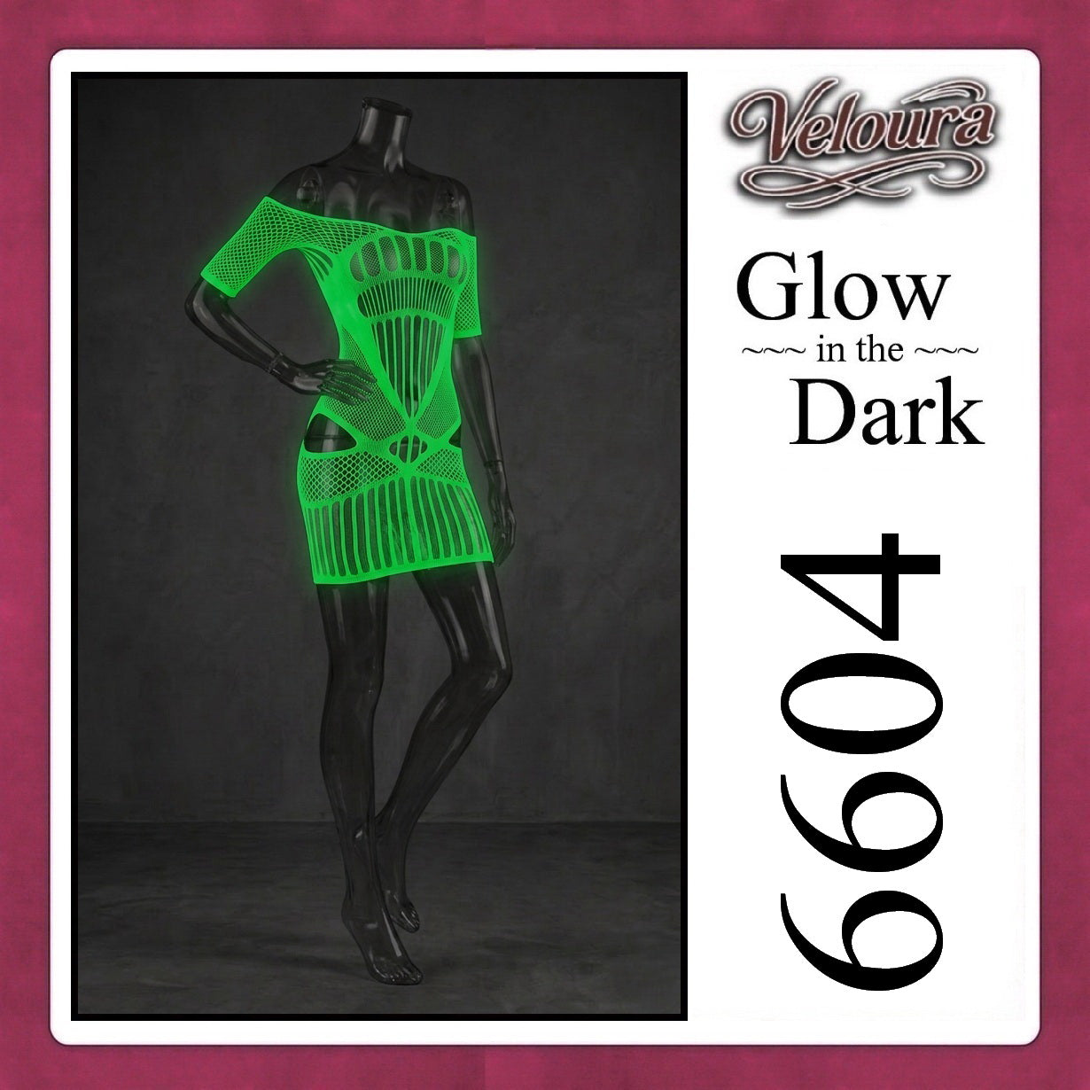 Veloura Bodysuit Spandek Sexy Lingerie Glow in the Dark Net Clothes - GITD 6604
