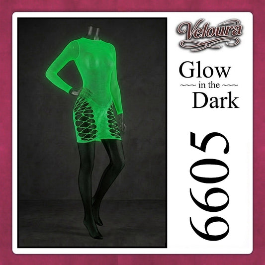 Veloura Bodysuit Spandek Sexy Lingerie Glow in the Dark Net Clothes - GITD 6605