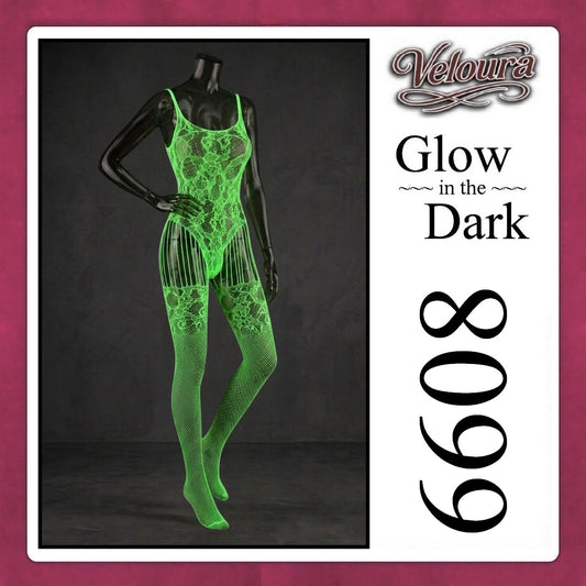 Veloura Bodysuit Spandek Sexy Lingerie Glow in the Dark Net Clothes - GITD 6608