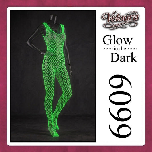 Veloura Bodysuit Spandek Sexy Lingerie Glow in the Dark Net Clothes - GITD 6609
