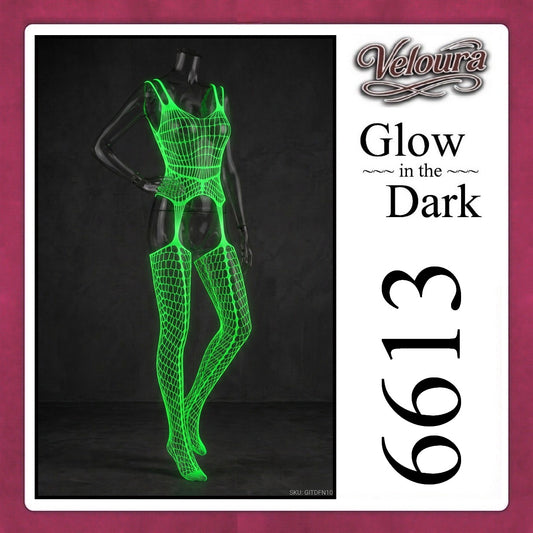 Veloura Bodysuit Spandek Sexy Lingerie Glow in the Dark Net Clothes - GITD 6613