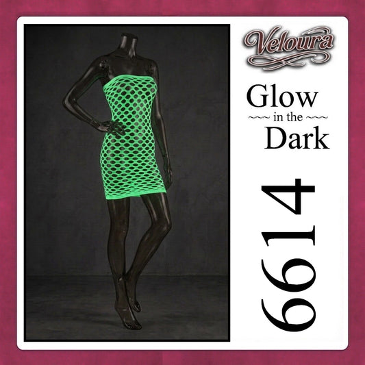 Veloura Bodysuit Spandek Sexy Lingerie Glow in the Dark Net Clothes - GITD 6614