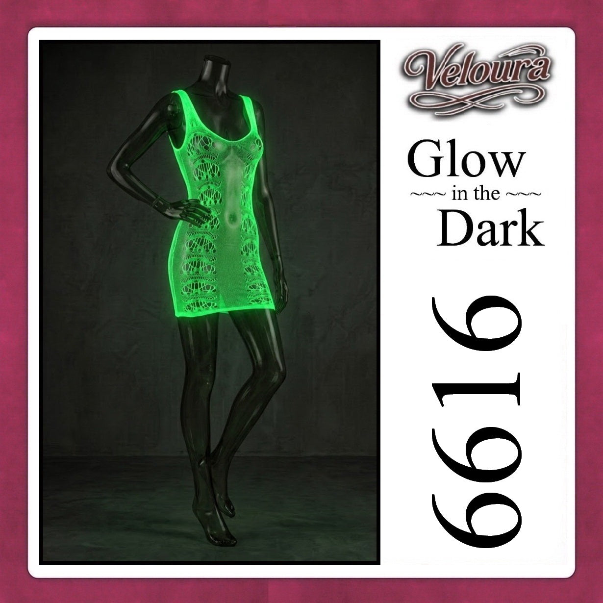 Veloura Bodysuit Spandek Sexy Lingerie Glow in the Dark Net Clothes - GITD 6616