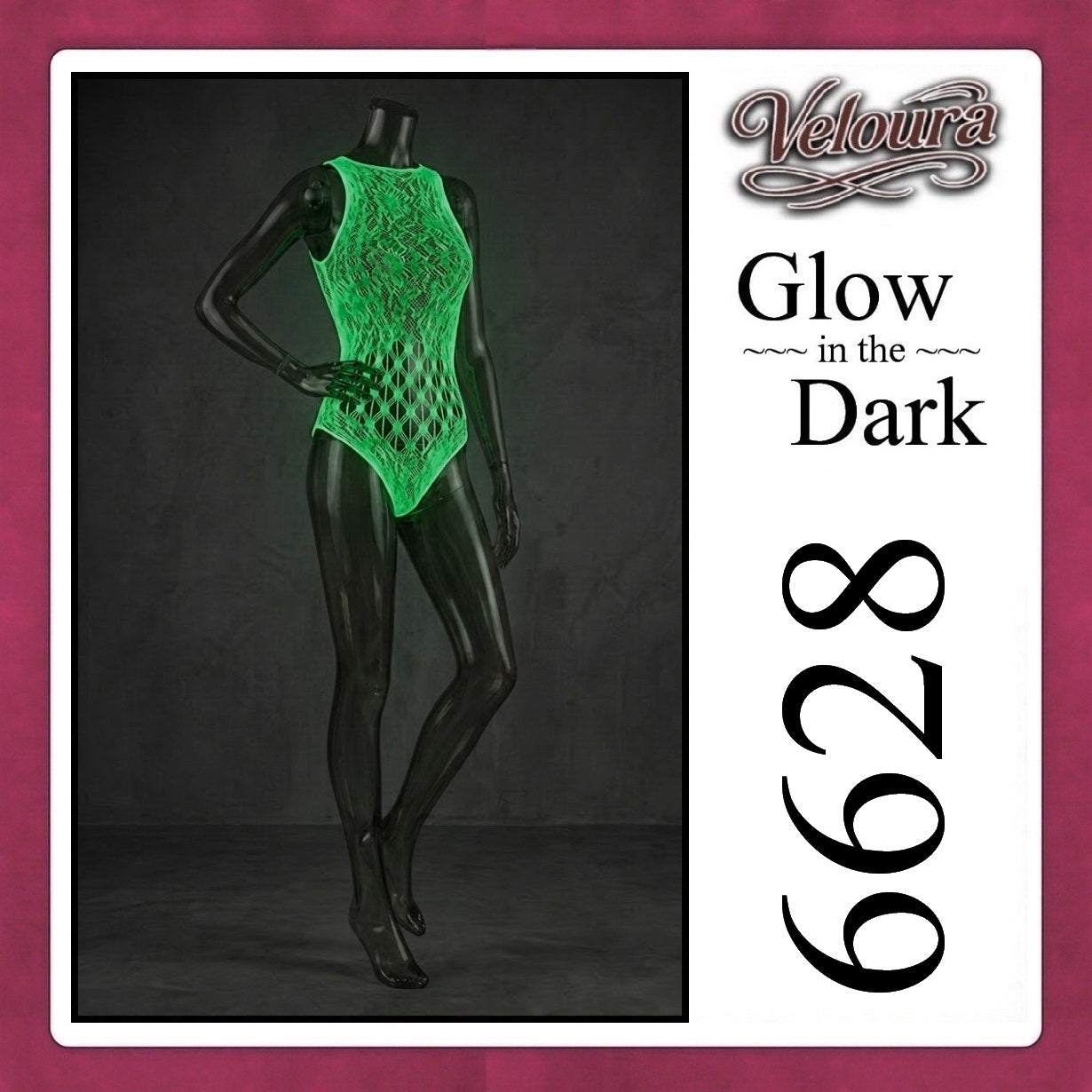 Veloura Bodysuit Spandek Sexy Lingerie Glow in the Dark Net Clothes - GITD 6628