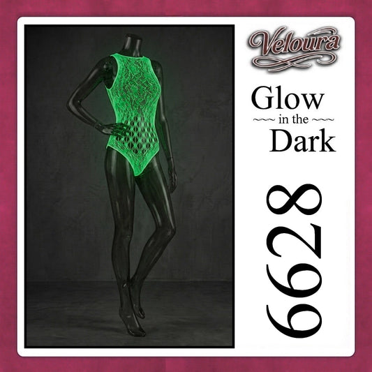 Veloura Bodysuit Spandek Sexy Lingerie Glow in the Dark Net Clothes - GITD 6628