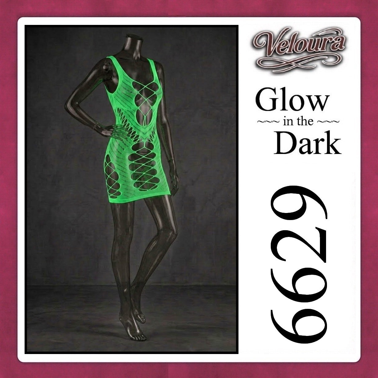 Veloura Bodysuit Spandek Sexy Lingerie Glow in the Dark Net Clothes - GITD 6629