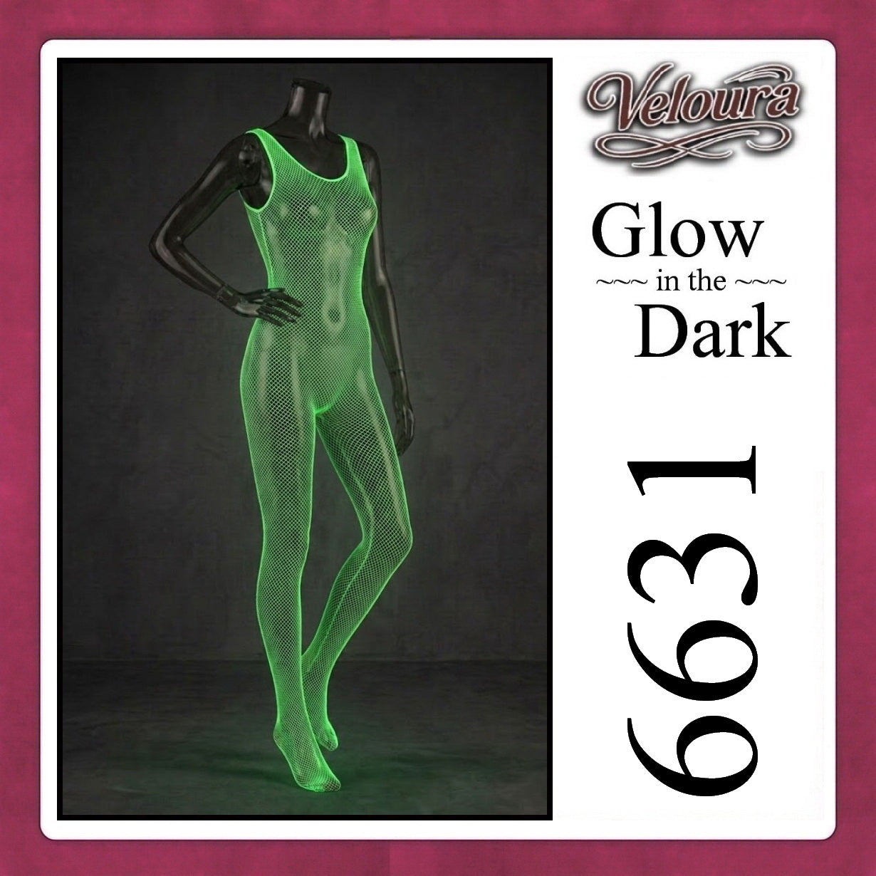 Veloura Bodysuit Spandek Sexy Lingerie Glow in the Dark Net Clothes - GITD 6631