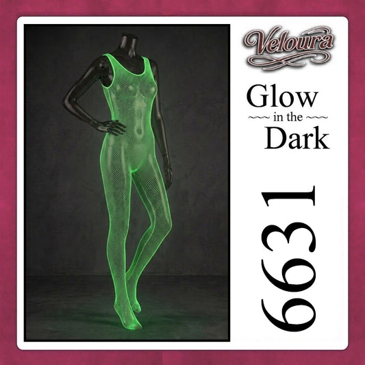 Veloura Bodysuit Spandek Sexy Lingerie Glow in the Dark Net Clothes - GITD 6631