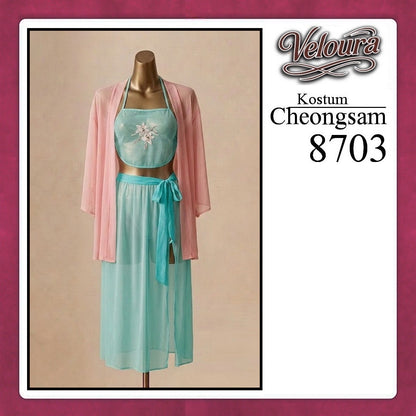 Veloura Pakaian Cheongsam Mini Kostum Lingerie Set Dress Sexy Model Baju China 8703