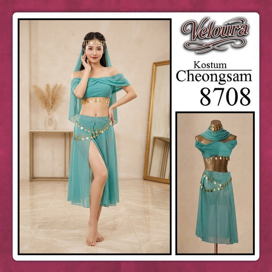 Veloura Pakaian Cheongsam Mini Kostum Lingerie Set Dress Sexy Model Baju China 8708