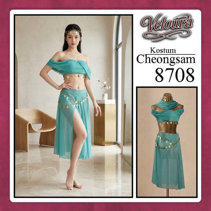 Veloura Pakaian Cheongsam Mini Kostum Lingerie Set Dress Sexy Model Baju China 8708