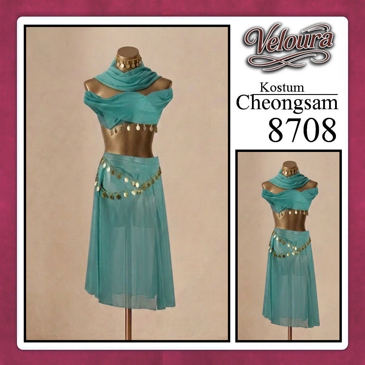 Veloura Pakaian Cheongsam Mini Kostum Lingerie Set Dress Sexy Model Baju China 8708