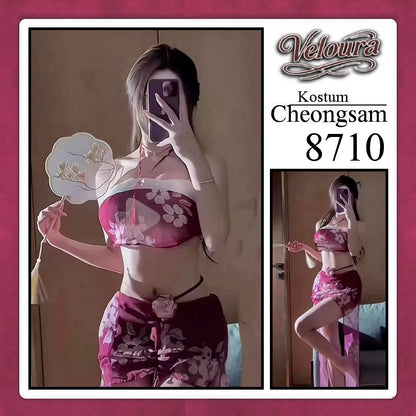 Veloura Pakaian Cheongsam Mini Kostum Lingerie Set Dress Sexy Model Baju China 8710