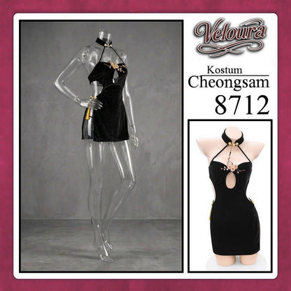 Veloura Pakaian Cheongsam Mini Kostum Lingerie Set Dress Sexy Model Baju China 8712
