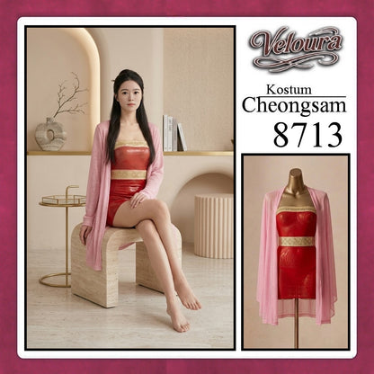 Veloura Pakaian Cheongsam Mini Kostum Lingerie Set Dress Sexy Model Baju China 8713