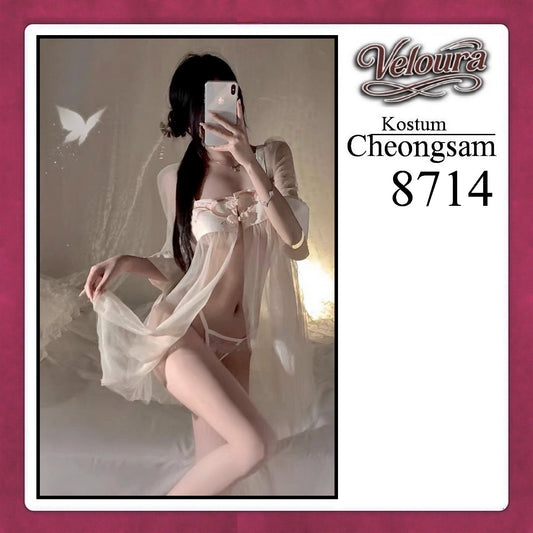 Veloura Pakaian Cheongsam Mini Kostum Lingerie Set Dress Sexy Model Baju China 8714