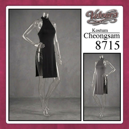 Veloura Pakaian Cheongsam Mini Kostum Lingerie Set Dress Sexy Model Baju China Greey And Black 8715