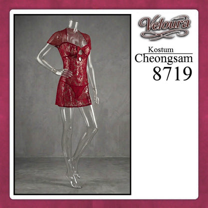 Veloura Pakaian Cheongsam Mini Kostum Lingerie Set Dress Sexy Model Baju China 8719