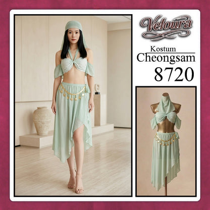 Veloura Pakaian Cheongsam Mini Kostum Lingerie Set Dress Sexy Model Baju China 8720
