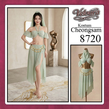 Veloura Pakaian Cheongsam Mini Kostum Lingerie Set Dress Sexy Model Baju China 8720
