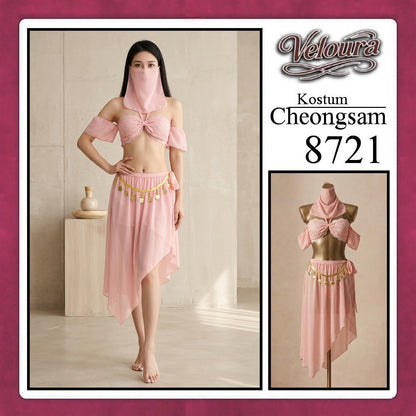 Veloura Pakaian Cheongsam Mini Kostum Lingerie Set Dress Sexy Model Baju China 8721
