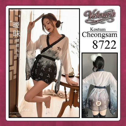 Veloura Pakaian Cheongsam Mini Kostum Lingerie Set Dress Sexy Model Baju China 8722