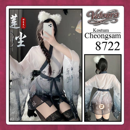 Veloura Pakaian Cheongsam Mini Kostum Lingerie Set Dress Sexy Model Baju China 8722